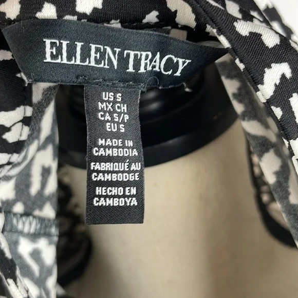 Ellen Tracy Zip Front Dress Blouse SZ S 3/4 Length Sleeves - Picture 12 of 13